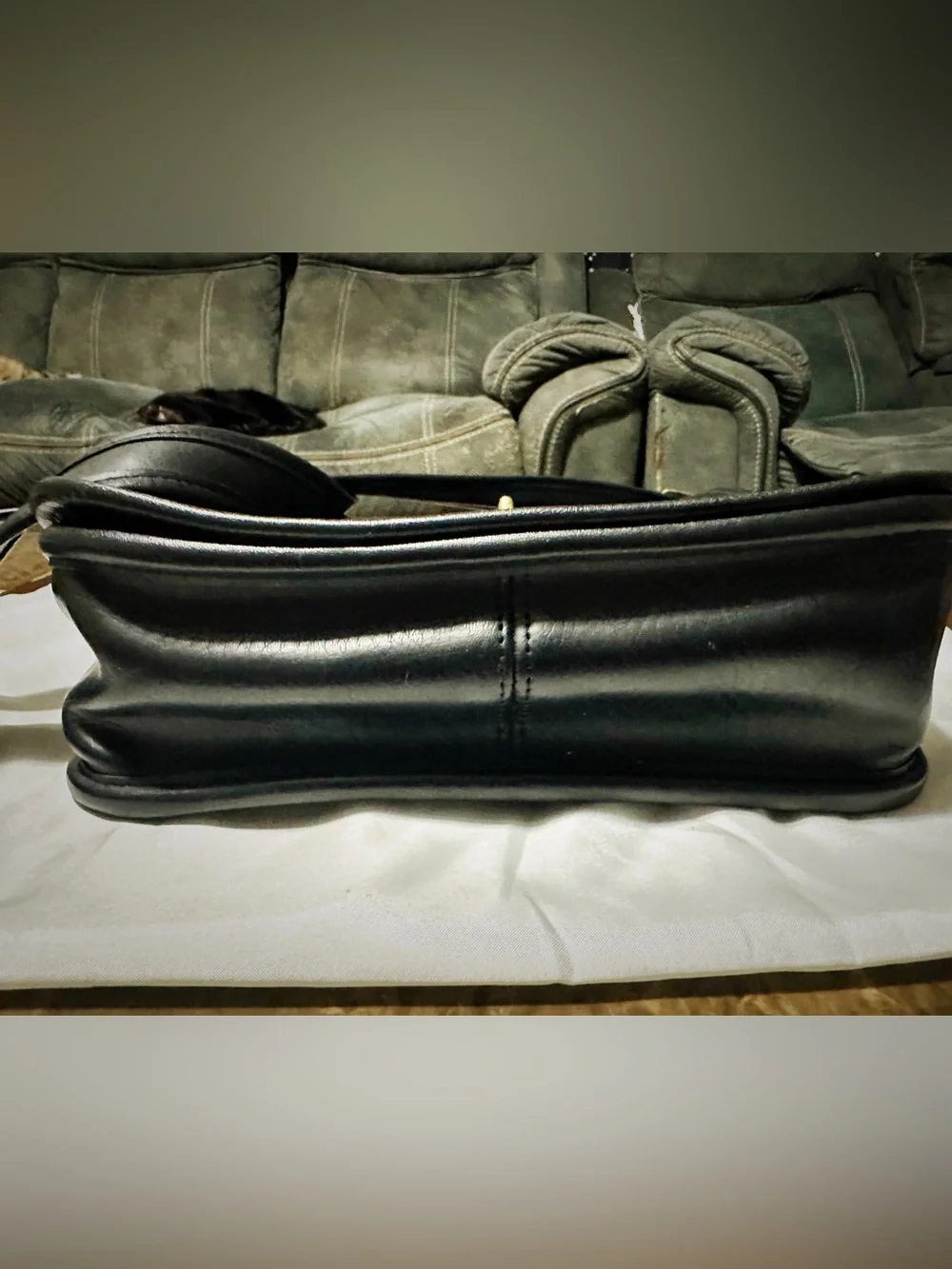 Rare Vintage COACH Black soft Leather Crossbody Shoulder Bag - COACH message Bag